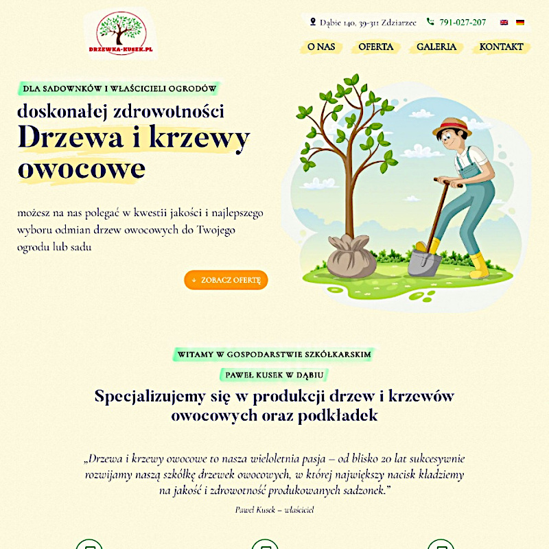 Strona Wordpress dla producenta drzewek i krzewów