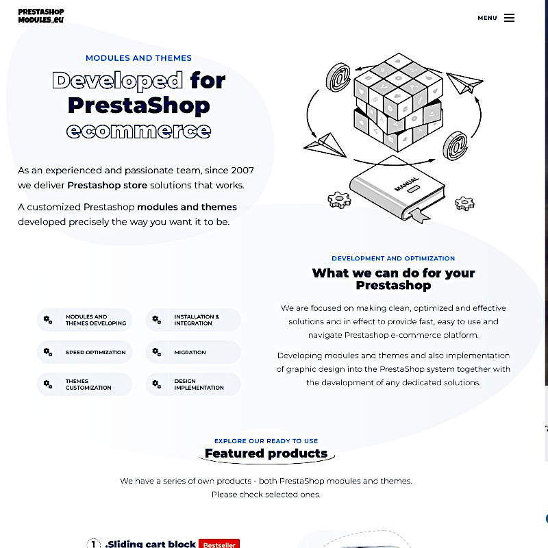 Strona Wordpress dla developera modułów Prestashop